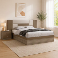 Ensembles de chambre à coucher de luxe en bois de style turc, lit double rembourré, cadre en bois moderne, taille king size, meubles de chambre à coucher pour la maison