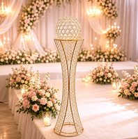 Support de centre de table en cristal doré pour décoration de mariage, support floral de luxe pour centre de table, présentoir décoratif pour fête