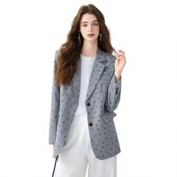 Blazer pour femme à imprimé floral vintage, col à revers, manches longues, coupe ample, veste décontractée pour femme