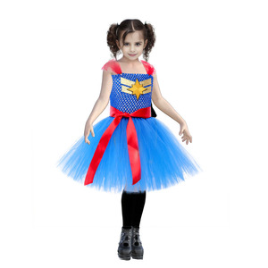 Ropa Infantil de Estilo Europeo y Americano, Nueva Ropa de Cosplay de Capitana <span class=keywords><strong>Marvel</strong></span> para Niños, Disfraces de Cosplay para Niñas - Product Image 4