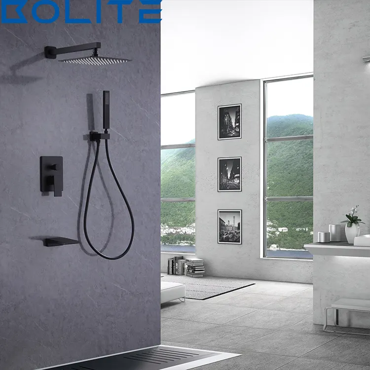 Manufacturer Direct Sales Modern Wall Mounted Matte Black Concealed Shower Wall Mounted Shower