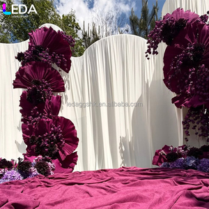LEDA Outdoor Lawn Wedding Backdrop White Wavy Curtain Backdrop <b>Wall</b> Metal Hanging <b>Flower</b> Large Arch - Product Image 4