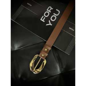 Cinturón Asimétrico para Mujer Fiori con Hebilla Dorada, Cinturón Casual de Cuero PU con Hebilla de Aleación, Talla Estándar - Product Image 1