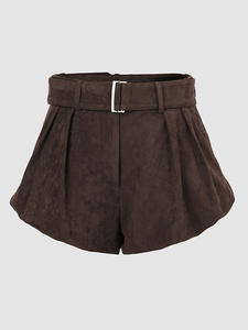 Velours Pod Type femmes Shorts Y2k Vintage mode élégant taille haute pantalon court avec ceinture 2025 été nouveau - Product Image 6