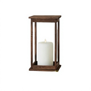 Velas de madera linterna de alta calidad elegante artesanía linternas de madera y tarros de velas proveedor mayorista - Product Image 1