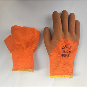 Hongquan 300# Warm King Coffee Latex Foam Gloves <b>Full</b> <b>Length</b> Anti <b>Slip</b> Work Gloves Winter Wear Resistant - Product Image 1