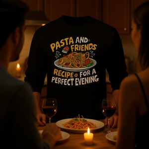 Camiseta Promocional de Manga Larga Pasta and Friends para Fiestas Nocturnas de Pasta - Product Image 3