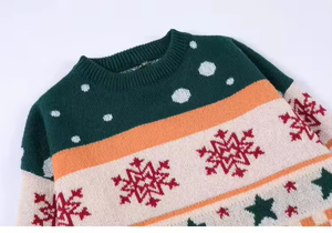 Custom Embroidery Winter Front Christmas Knit Football Cartoon Crew Neck Oversized Cotton Jacquard Pullover <b>Sweater</b> - Product Image 2