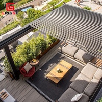 Pergola pliante électrique en aluminium durable et antirouille pour usage domestique, commercial, hôtelier, protection solaire, imperméable, nature