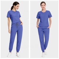 Nuevo Conjunto de Uniformes Médicos Elásticos de Cuello Redondo para Mujer, Uniformes de Hospital, Conjuntos de Uniformes para Salón de Belleza, Spa, Uniformes Médicos, Trajes de Enfermería Dental
