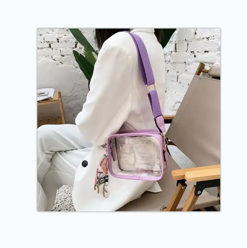 Sac à bandoulière RTS transparent Stadium en stock Sac à bandoulière minimaliste en cuir Sac à bandoulière tendance pour femmes