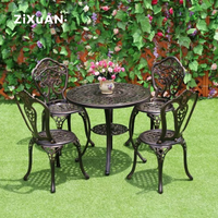 Ensemble de mobilier de jardin 3 pièces en fonte d'aluminium, style européen, pour terrasse, balcon, petit salon de café - Vente en gros usine