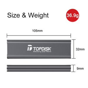 Topdisk PM50C SSD M2 <span class=keywords><strong>M</strong></span>.<span class=keywords><strong>2</strong></span> NVME 1TB basato su USB3.1 Gen2 type-c ad altissima velocità - Product Image 2