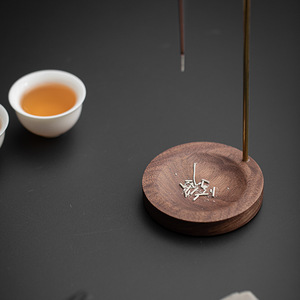 Soporte de Incienso de Madera Sólida de Nogal, Base de Madera de Sándalo Hecha a Mano para Ceremonia del Té y Uso Religioso - Product Image 3