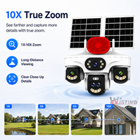 Caméra solaire mondiale 4G Wistino à double panneau, quatre objectifs, quatre écrans, zoom 10X, suivi humanoïde, alarme, caméra AOV 24/7