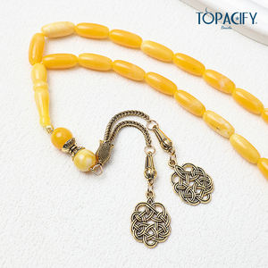 Trending Saudi Misbaha alta calidad musulmán Tasbih Tasbeeh <span class=keywords><strong>Islam</strong></span> 33 Rosario cuentas collar ámbar corona de oración para religiosos - Product Image 3