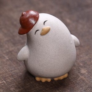 Adorno de Pato de Cerámica Yixing Zisha para Mesa de Té, Accesorio Creativo Redondo para Mesa de Té, Pato Amarillo y Blanco con Cabeza Inclinada - Product Image 3