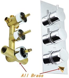 Sistema de Ducha Termostático de Latón Cromado Pulido, Totalmente Metálico, de Gran Flujo, Empotrado, con Cabezal de Ducha de Lluvia LED de 12 Pulgadas, Precio de Fábrica - Product Image 5