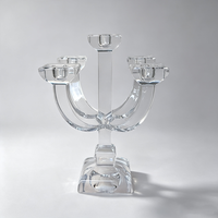 Candélabres Modernes à 5 Branches Sculpturaux Personnalisés Centre de Table Bougeoir en Cristal Transparent pour Mariage
