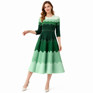 <span class=keywords><strong>Abito</strong></span> Midi da Donna Pronto per la Spedizione, Elegante Vintage con Sfumature Lavanda, Bordo Perlato e Motivo a Onde, Linea ad A, <span class=keywords><strong>Plissettato</strong></span>, per Ospiti di Matrimonio o Cocktail - Product Image 6