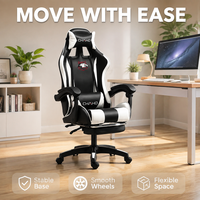Chaise de jeu AOR en cuir, design industriel, base pivotante, accoudoirs réglables, inclinable, pour le travail, la maison, l'internet café