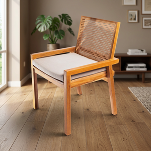 Home <b>Basket</b> Dining <b>Chair</b> Ferrish-Teak Wood & Rattan Natural Waterbish Finish - Product Image 2