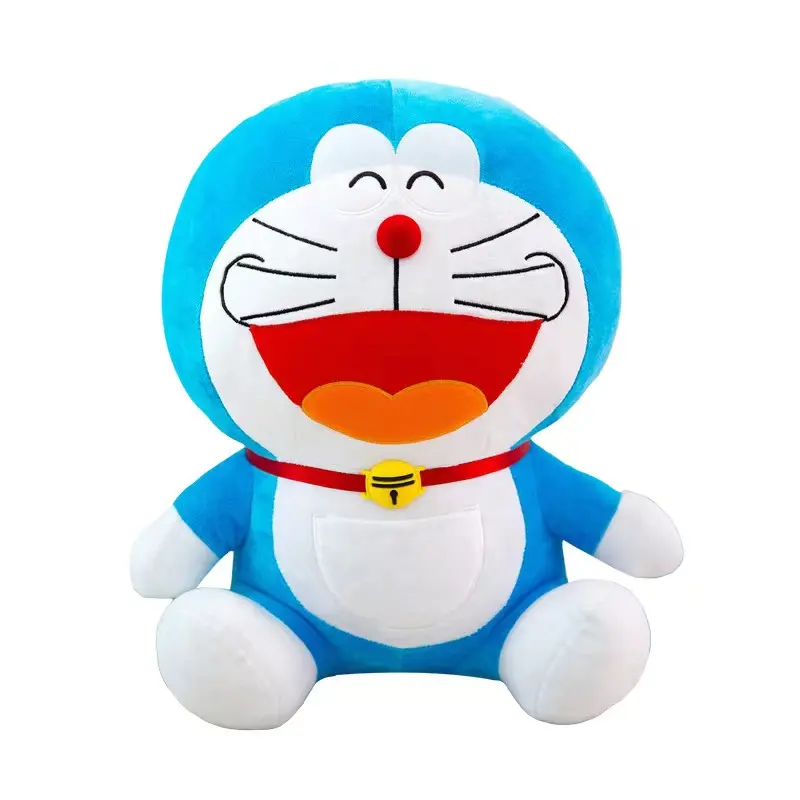 Boneka Doraemon biru animasi, mainan boneka Doraemon dengan boneka lembut lembut untuk binatang kucing