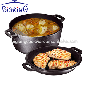 5 pintes nouvelle <span class=keywords><strong>fonte</strong></span> assaisonnée four hollandais émail revêtement poêle à frire marmite pour usage domestique Induction gaz Compatible boîte emballée - Product Image 2