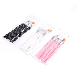 Wholesale Beauty Nail Tool Plastic Handle Nylon Hair 15pcs Nail Art Brush Set Liner Paint Drawing Pen