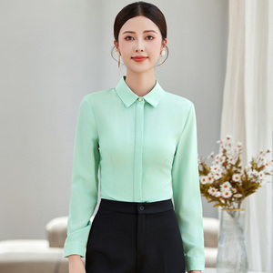 Kemeja Wanita Formal Kantor Warna Solid Berkualitas Tinggi untuk Bisnis, Penjualan, Hotel, dan Kerja Sehari-hari - Product Image 1
