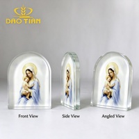 Plaque en cristal Vierge Marie, icône religieuse catholique Madonna et Enfant imprimée UV, souvenir religieux chrétien, cadeau de baptême et de communion