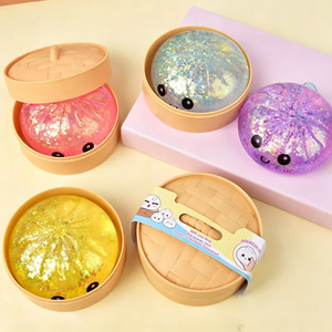 ของเล่นบีบกวนรูปซาลาเปาเคลือบกลิตเตอร์น่ารัก บีบแล้วคืนรูปช้าๆ บรรเทาความเครียด สำหรับเด็กและผู้ใหญ่ ของเล่นบีบคลายกังวล - Product Image 4