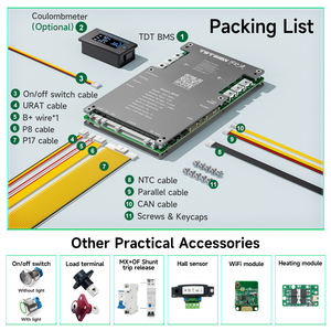 TDT Smart BMS PCBA LiFePO4 Li-ion 4S-24S 12V-72V 30-150A Équilibrage Actif Continu pour Application Parallèle 20 Packs Électrique - Product Image 6