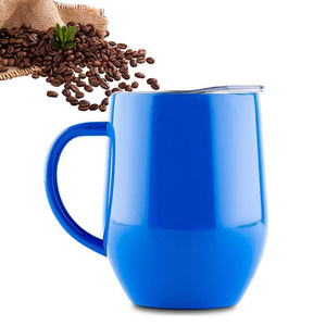 Double Walled Vacuum Insulated Travel <strong>Tumbler</strong> Cup 12 oz Stainless Steel <strong>Wine</strong> <strong>Tumbler</strong> with Lid and Handle - Product Image 2