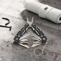 Mini pince multifonctionnelle en acier inoxydable avec porte-clés Portable Outdoor Folding Multi-Tool Couteau dentelé OEM Personnalisable