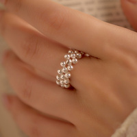 Hot Selling Sterling Silber Fine Jewelry Layer Perlen Ring mit elastischem Seil für Frauen Mädchen