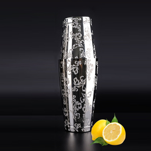Coctelera Boston de Acero Inoxidable 304 de 550ML+750ML con Patrón Grabado Personalizado, para Mezclar Cócteles, Martini y Vino - Product Image 5