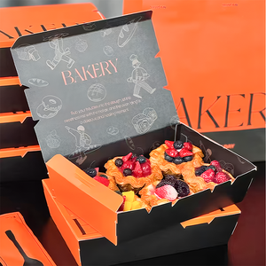 Caja de cartón cuadrada personalizable para Tartas, minimalista o estampada para sostener frutas, Mini cajas de pastel de té de la tarde para varias ocasiones - Product Image 1