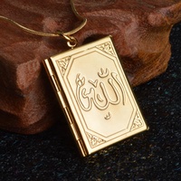 Liontin Allah Totem, Injil Arab, Liontin gaya buku, Kalung Islam, skrip Arab