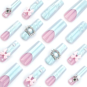 <span class=keywords><strong>Faux</strong></span> ongles avec design 3D, mélange de cristaux, ongles à presser avec diamants, <span class=keywords><strong>kawaii</strong></span>, rose, dessin animé, résine, décoration d'art d'ongles - Product Image 3