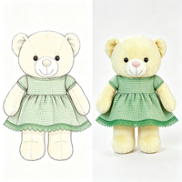Peluche Ours en Peluche Doux et Moelleux, Adorable Poupée Ours Rembourrée avec Robe Verte à Manches Courtes, Jouet en Peluche Animal pour Enfants