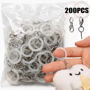 Clear Silicone Ring Lobster Claw <strong>Keychain</strong> Pendant Bead Toy DIY Accessory Umbrella Clasp Bag Charm Key Ring - Product Image 1