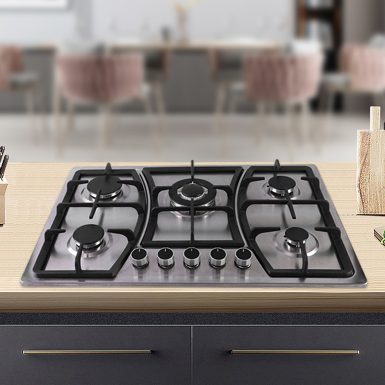 Kitchen Appliances 5 Burner Electronic Ignition Gas Hob Gas Cooker Cooktop Household Stainless Steel Gas Stove