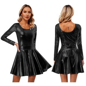 Women Standard Ballroom Dance Performance <b>Costumes</b> Metallic Leotard With Flare Skirt Stage Performance Night <b>Rave</b> Music Festival - Product Image 2