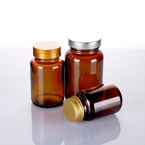 150cc 200cc 250cc large col Capsule bouteille en verre ambré avec couvercle en métal pour l'usine de supplément - Product Image 4