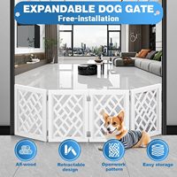 Barrière pour chien légère, pliable et rétractable, avec design découpé, hauteur 16 pouces / longueur extensible 41 pouces, pour petits chiens, utilisation intérieure, autoportante