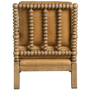 Farmhouse Bobbin <strong>Spindle</strong> Accent <strong>Chair</strong>, Vintage Solid Wood Frame Upholstered Leather Armchair for Living Room Bedroom - Product Image 6