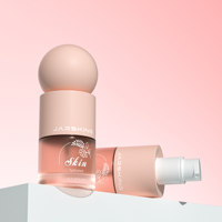 Botol Serum Wajah Mewah Premium 30ml 1oz, Botol Pompa Makeup Cairan Foundation Kaca dengan Dasar Tebal dan Tutup Bulat, Kosong dan Dapat Dikustomisasi