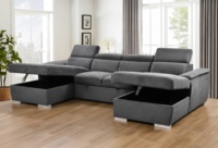 Canapé d'angle moderne en tissu haut de gamme pour salon, ensemble de canapés de luxe avec appui-tête réglable et rangement