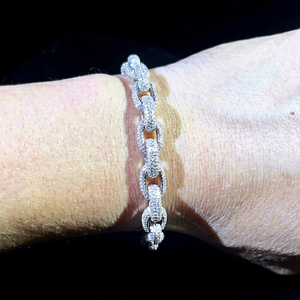 925 Sterling Silver Rhodium Gold Hip Hop Moissanite Cuban Link Bracelet Brilliant Cut Claw <b>Set</b> Unisex Chain <b>Bangle</b> for Party - Product Image 1